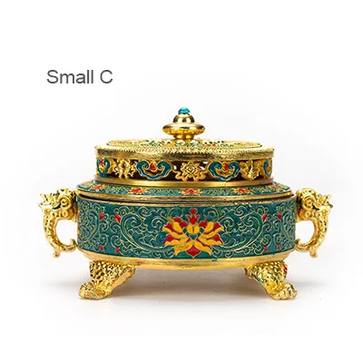 Small C Передничек Цветной эмаль горелка для благовоний в виде лотоса 4 футов металлический окрашенный Ладан база Чай церемонии аксессуары сандалового дерева катушки Кадило - Цвет: Small C