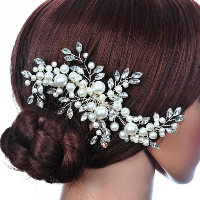 Style 1 ACRDDK жемчуг кристалл цветок лист свадебные волосы гребешок диадема короны свадебный головной убор украшения для волос Свадебные аксессуары для волос для женщин - Окраска металла: Style 1