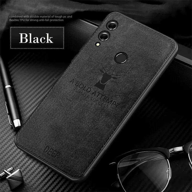Черный Тканевый матовый чехол с оленем для huawei P30 Pro P20 P10 Lite P Smart P10 Plus Honor View 20 V20 8C Fundas Coque - Цвет: Черный