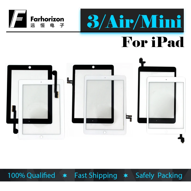 Высокое качество для iPad 3 Air Mini сенсорный экран Переднее стекло Замена Бесплатная