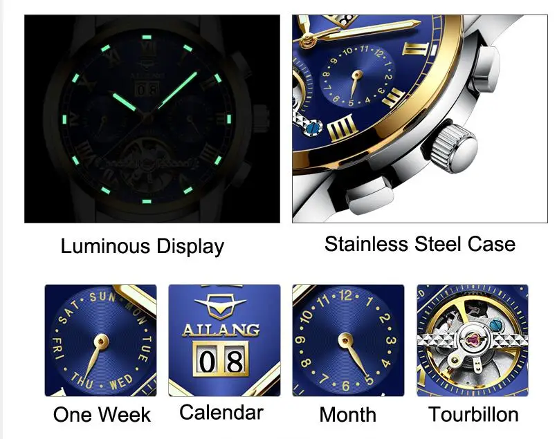 

AILANG Top Brand Luxury Sport Men Watches Skeleton Military Tourbillon Mechanical Watch Waterproof Army Male Clock Relogio New