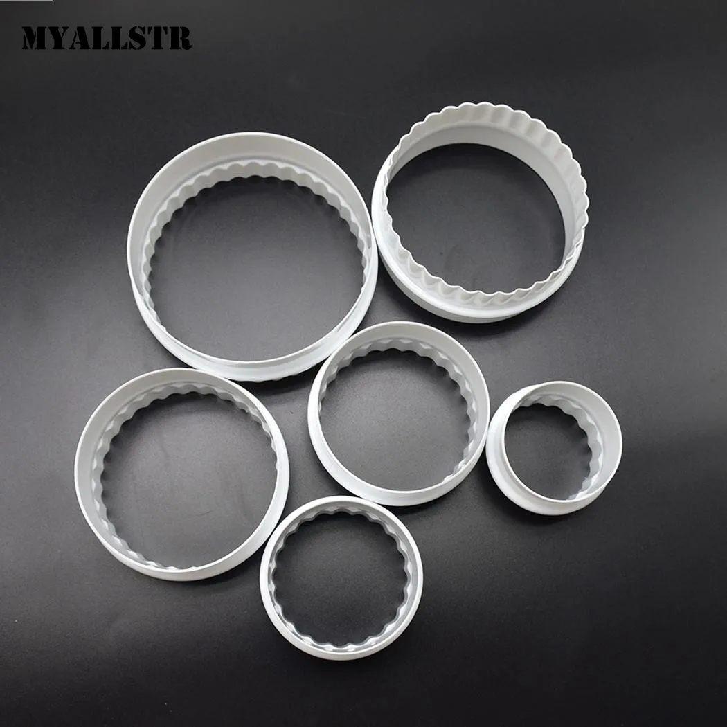 Новые 6 шт Круглые двухсторонние печенья Кондитерские высечки рифленые