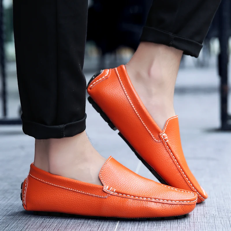 GOXPACER Four Seasons Loafers Boat Shoes Men British Style Genuine Leather Casual Fashion Single Free Shipping | Обувь