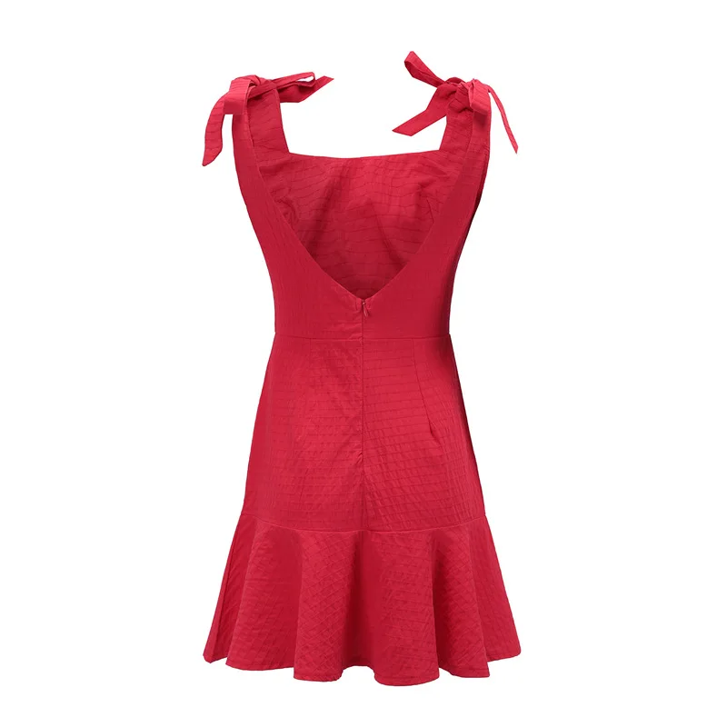 Ladies Backless Sexy Short Dress Women Ruffle Sleeveless Sash Summer Party Club Beach Elegant Mini Vestidos | Женская одежда