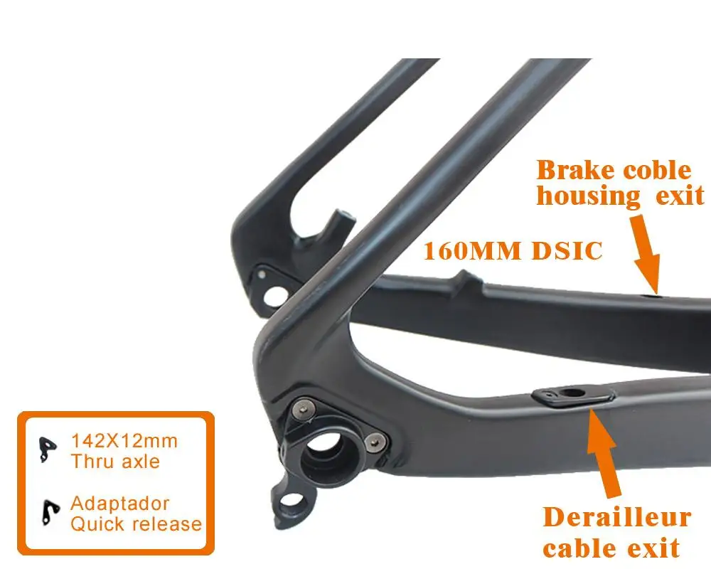 Полностью углеродная рама mtb горный велосипед велосипедная Рама 142x12 через ось и