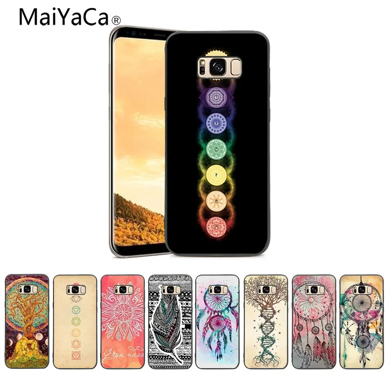 MaiYaCa Мандала чакра для йоги iPhone 4S SE 5C 5S 6 6S 7 8 Plus X XR XS MAX черный мягкий чехол телефона