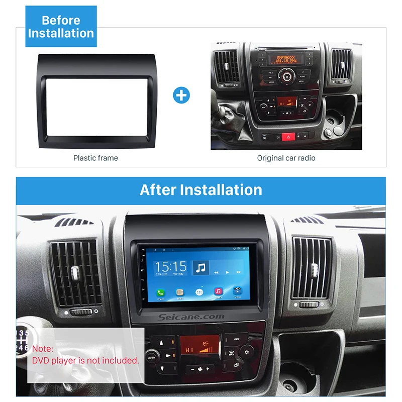 Seicane 2Din черная Автомобильная рамка для 2011 FIAT DUCATO комплект для установки DVD Dash адаптер Автомобильная панель приборной панели рамка