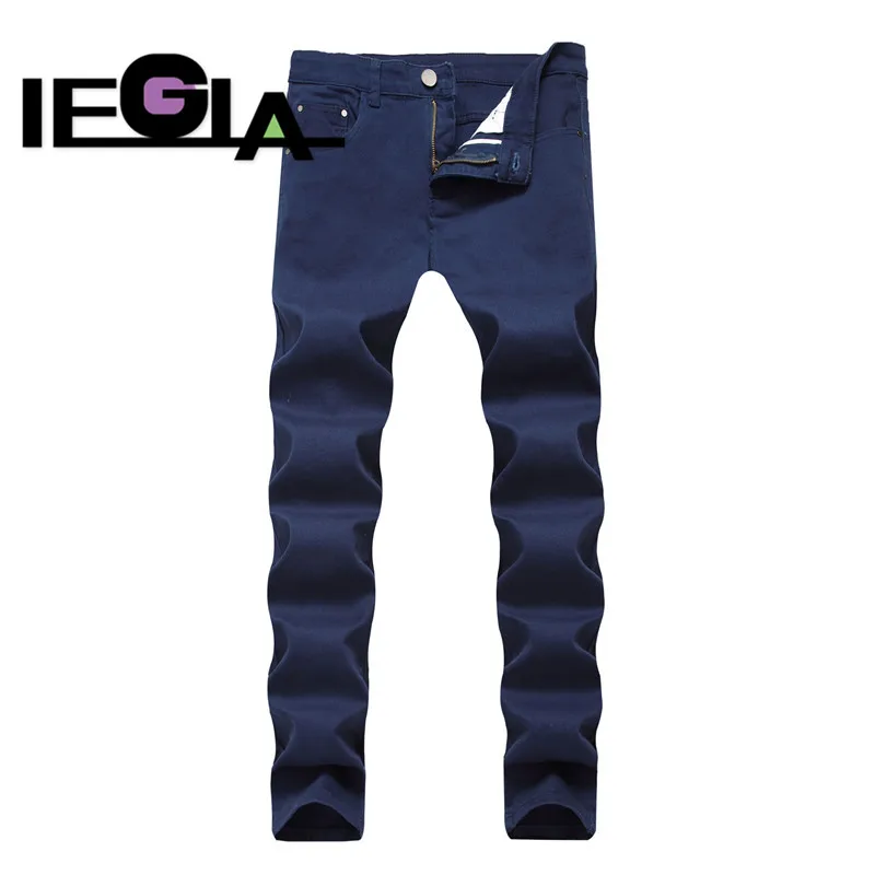Джинсы мужские стрейчевые повседневные Прямые облегающие джинсы брюки из денима