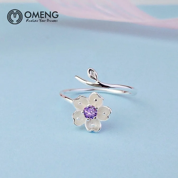 OMENG стерлингового серебра 925 cherry открытое кольцо Японский романтический девушка