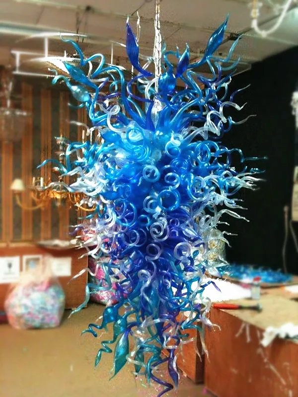 

Hot Sale Blue Art 3V LED Bulbs Blown Glass Chandelier Lightings