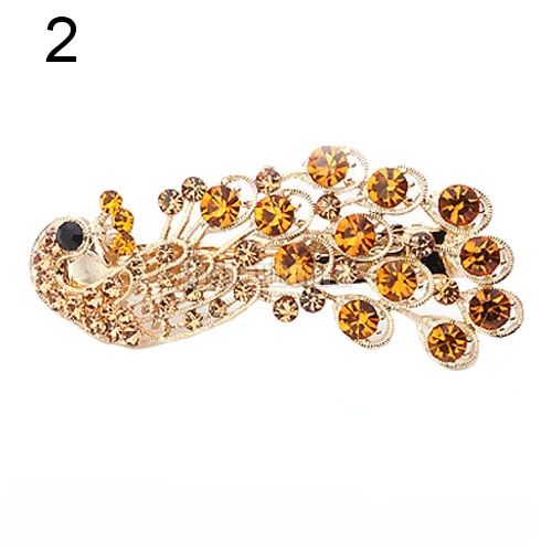 Горячая Мода Павлин Полный Кристалл Стразы Шпилька заколка для волос Головные