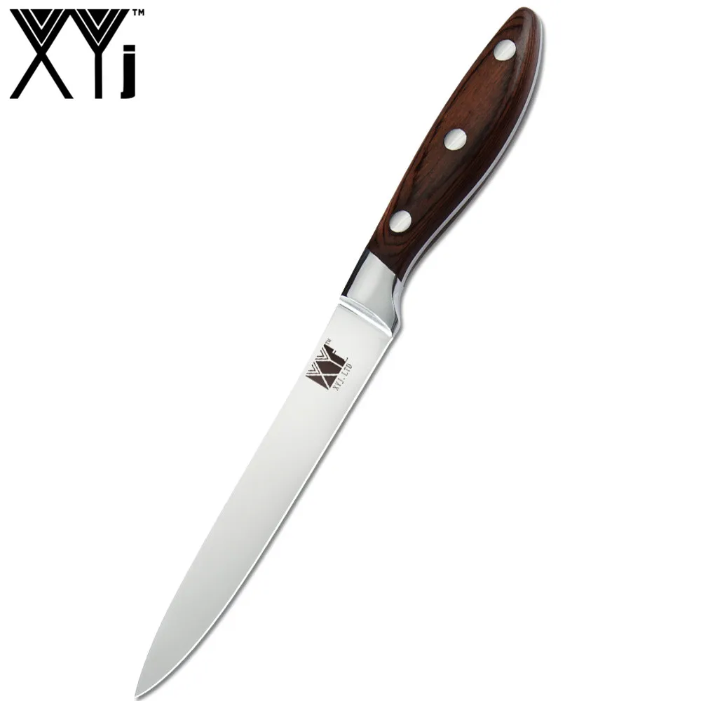 5 inch Utility Knife XYj немецкие ножи из нержавеющей стали 440A острое лезвие Кливер высокое качество цвет деревянной ручкой шеф-повара Santoku утилита набор для приготовления пищи - Color: 5 inch Utility Knife