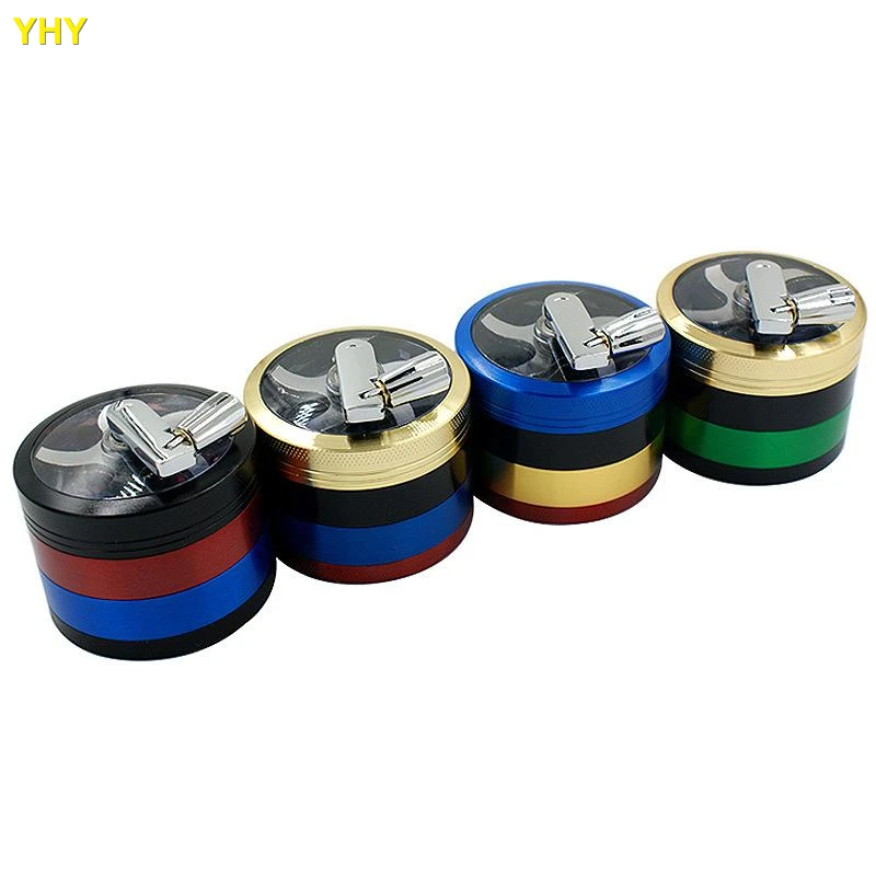 Табачная дробилка смешанных цветов 63*60мм 4 слоя Ручная цельнометаллическая дробилка для трав для курения.