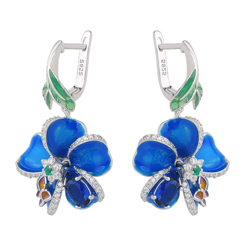 Женские серебряные сережки из серебра 925 пробы с эмалью|silver earrings|earrings for womensilver