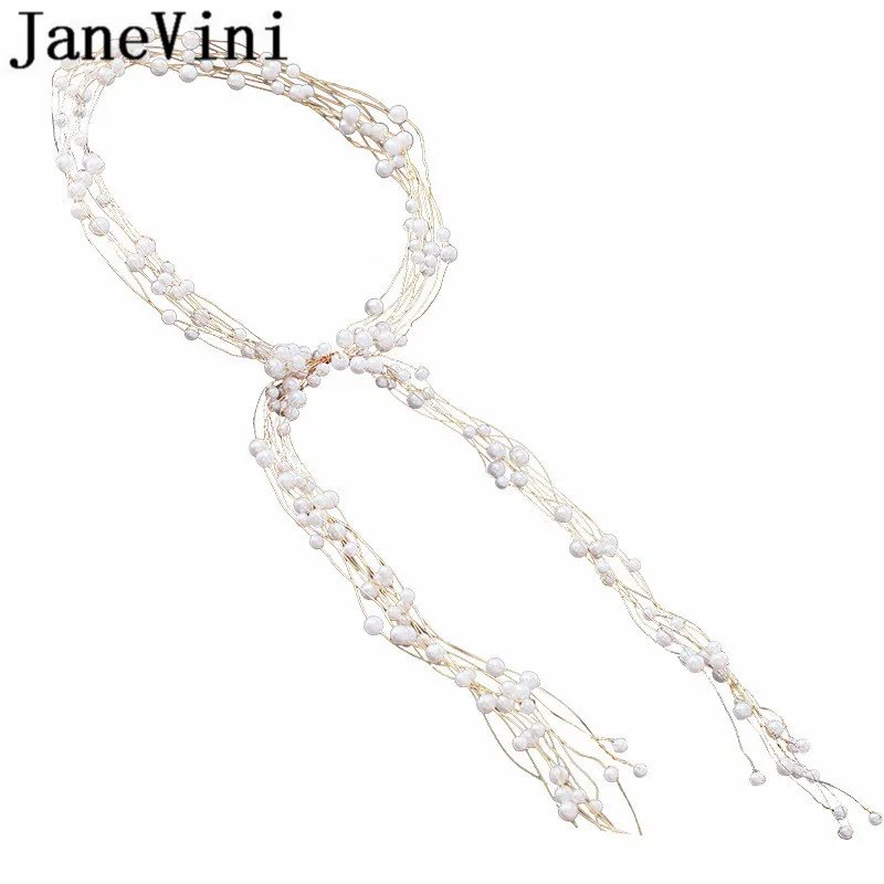 JaneVini Wedding Hair Accessories Simulated Pearl Haedbands for Bride Crown Women Hairband Ornaments haar accessoires bruid | Украшения и