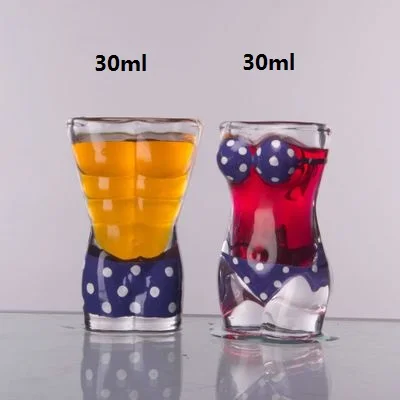 Man Women 30ml 2 шт. креативные Жаростойкие двойные стенки сексуальные бокалы для вина хрустальные пивные чашки красота красивый дизайн человеческого тела посуда для напитков подарки - Цвет: Man Women 30ml