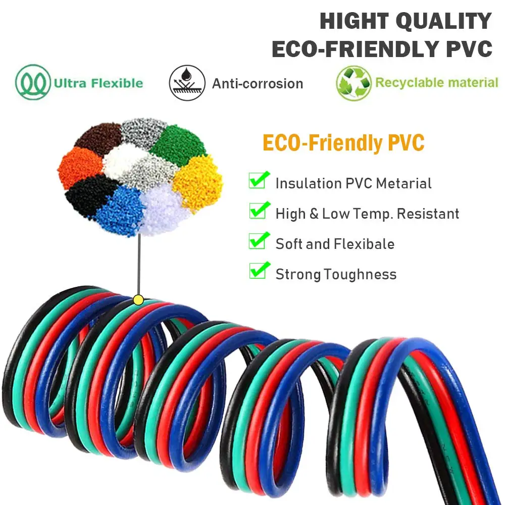 Удлинительный кабель постоянного тока 12 В 4 контакта RGB 22AWG проводника шнур провод