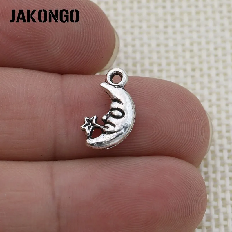 JAKONGO Античная Посеребренная Луна лицо Шарм Подвески для ювелирных изделий