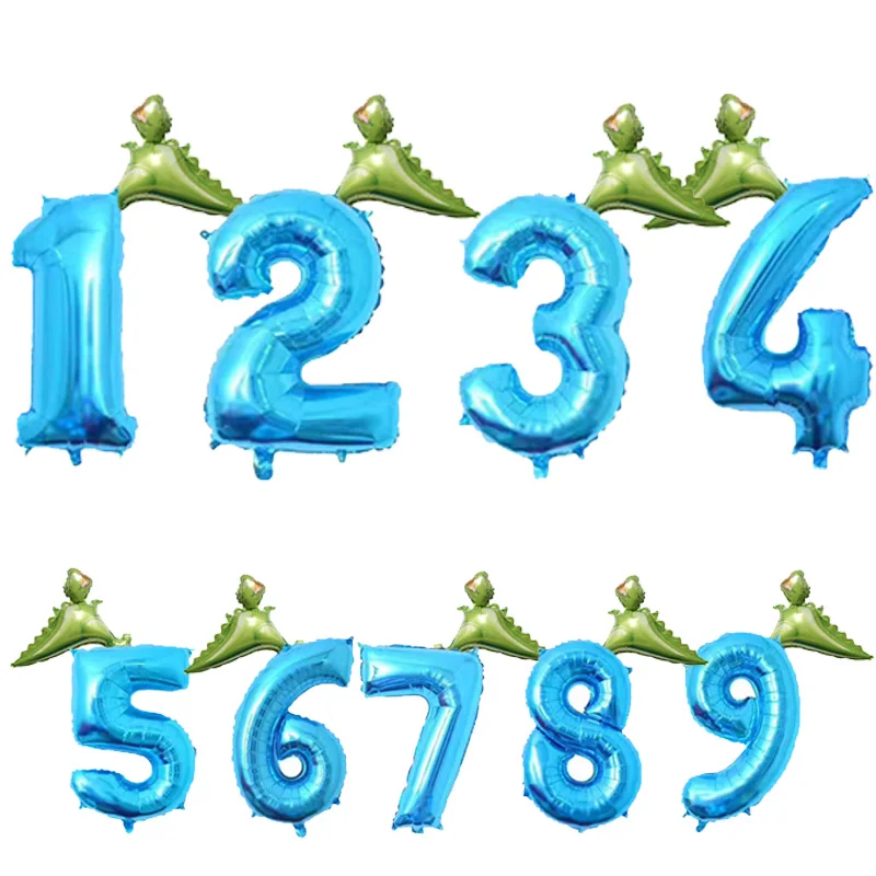 Blue D 2pcs Dinosaur foil Helium Cartoon figure balloons 1 2 3 Boy' Birthday decoration kids' toys Dinosaur funny gifts Baby shower - Цвет: Blue D