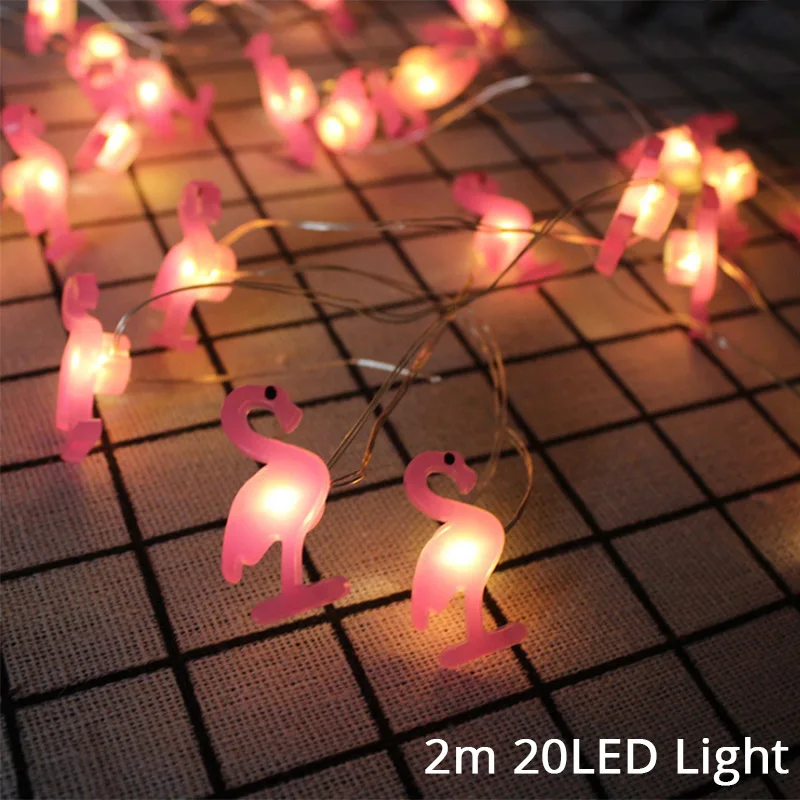 2m 20LED Light Гавайи участник Luau Розовый фламинго декоративная бумага для вечеринок Салфетка под тарелку кружку День рождения летняя Гавайская Гавайский вечерние поставки - Цвет: 2m 20LED Light
