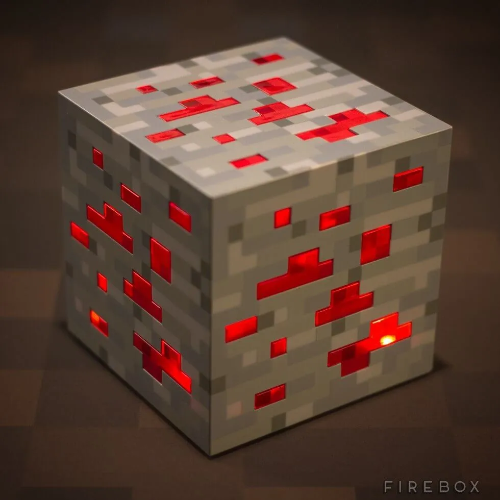 Minecraft светящиеся Фигурки игрушки Redstone Ore Square ночник светодио дный светодиодные