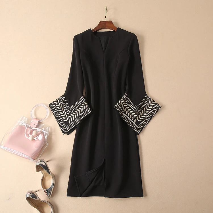 Женское винтажное Хлопковое платье wreeima черное элегантное вечернее с v образным