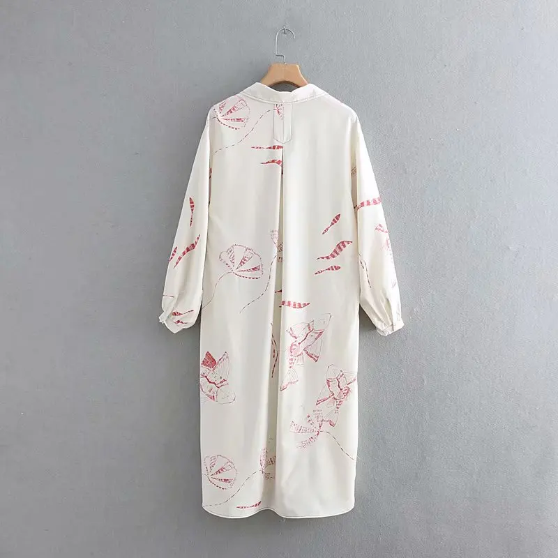 2019 Новое Женское Винтажное с рукавами-фонариками Печать повседневные свободные