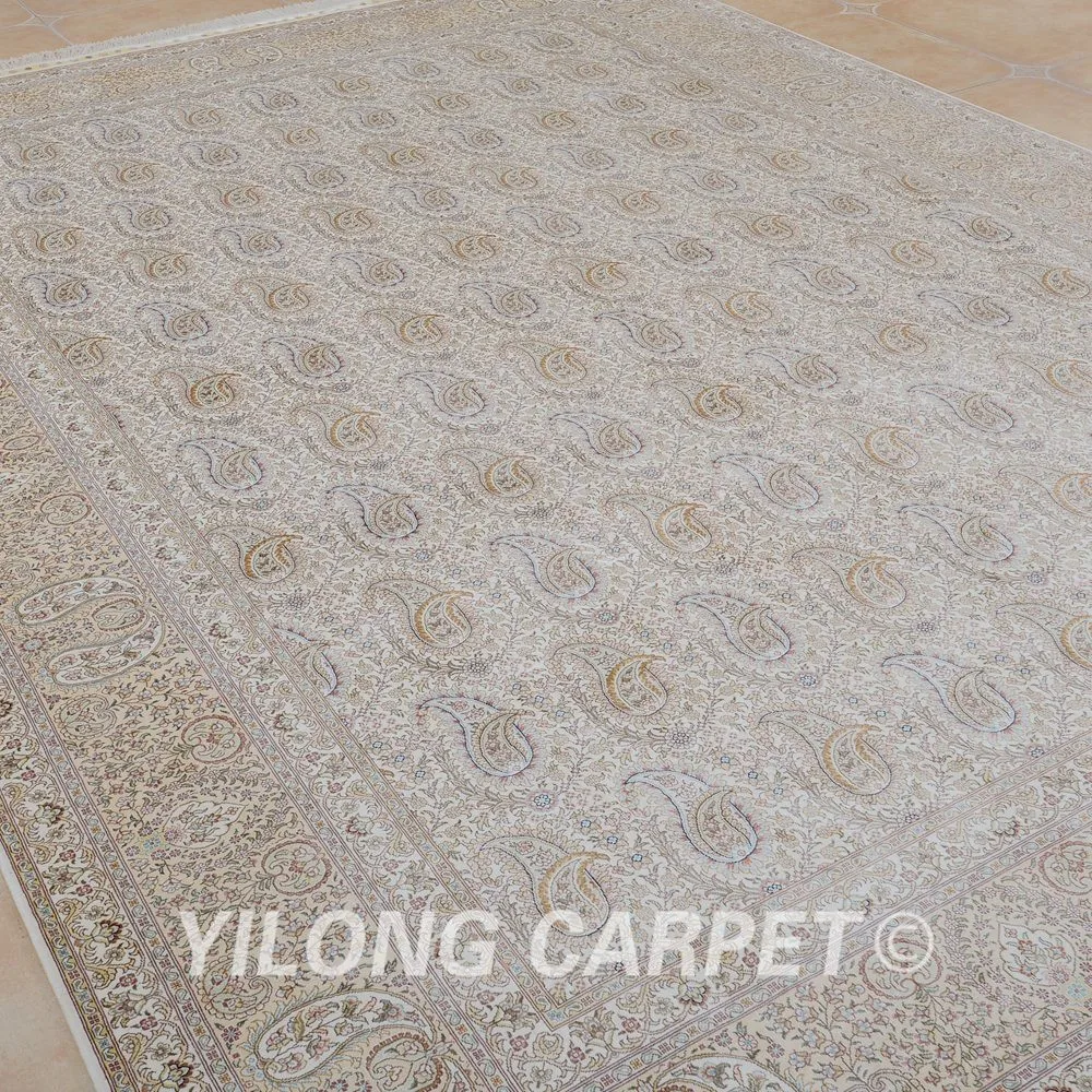 Yilong 8 'x 11 5' Восточный ковер ручной работы с узлом Большой античный бежевый