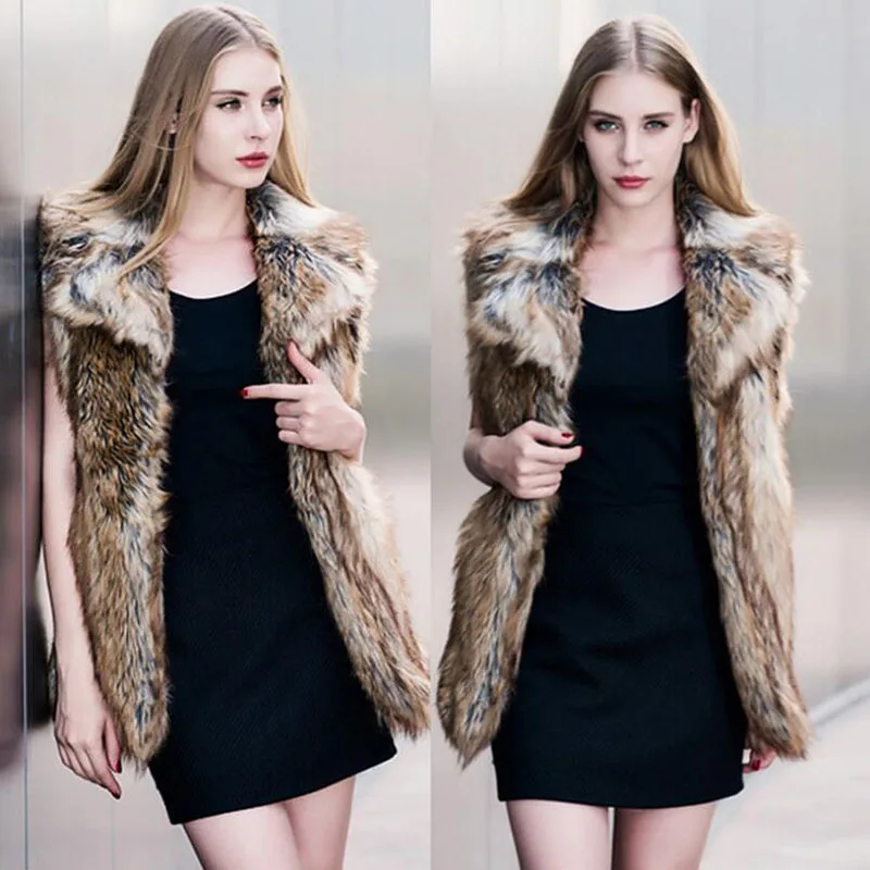 

Imitation Raccoon Fur vest Autumn Winter Women's New chalecos para mujer Mid-Long Vest Fox Jacket Coat Outerwear Female C103