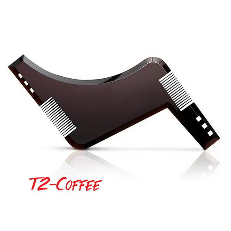 T2Coffee Новое поступление, мужские шаблонные расчески для придания формы бороде, прозрачные мужские расчески для бороды, инструмент для красоты волос, шаблоны для стрижки бороды - Цвет: T2Coffee