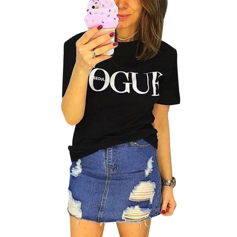 Повседневные женские футболки Harajuku 2018 модные в стиле панк-рок из хлопка с