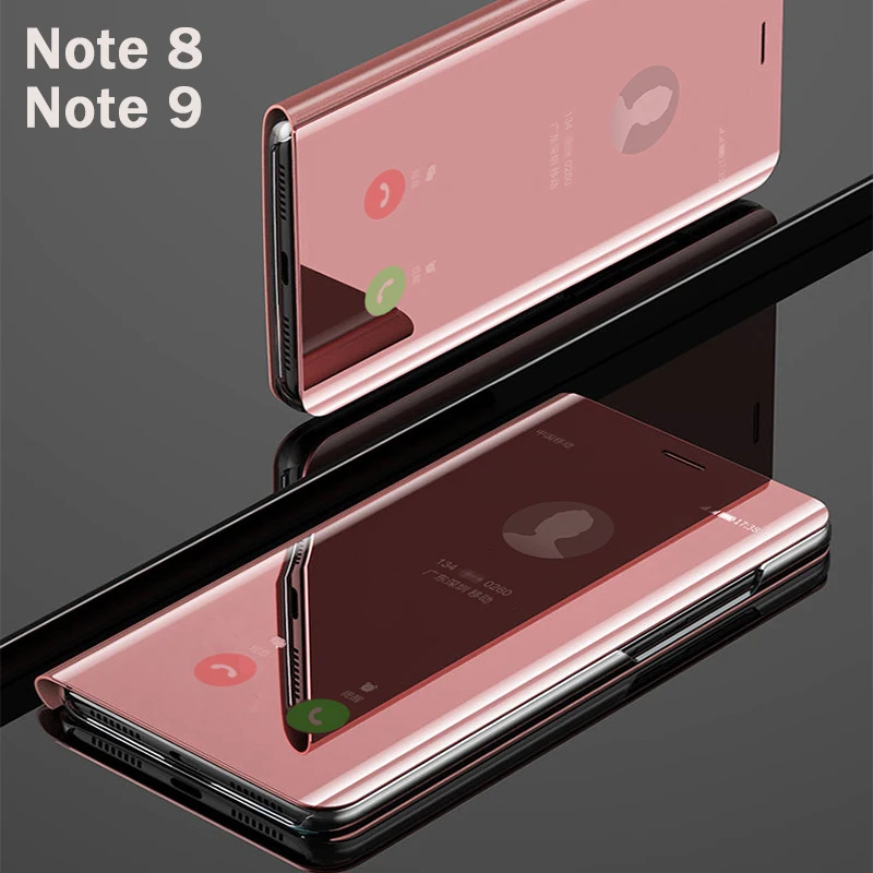 Флип чехол для смартфона с зеркальным покрытием Samsung galaxy Note 9 Note9 Note8 8 жесткие