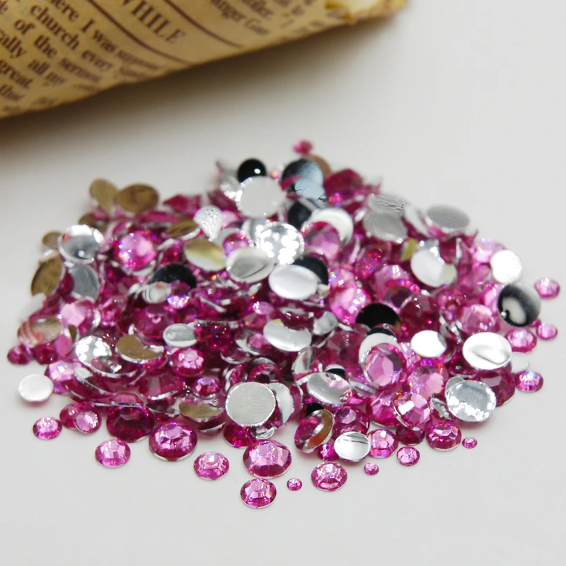 3D дизайн ногтей горный хрусталь оптом смешанные размеры светло-розовый цвет Flatback