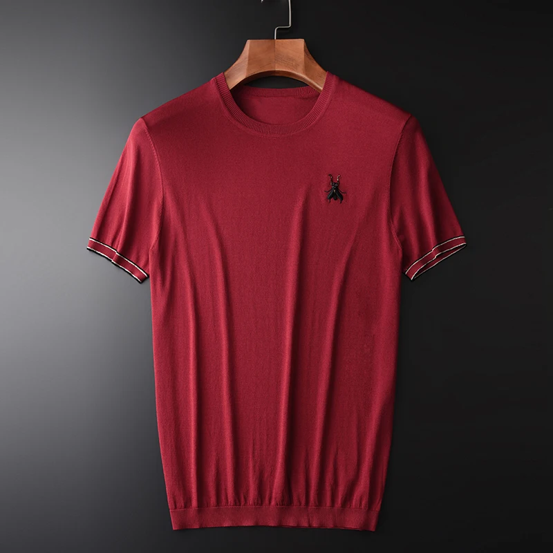 Minglu мужские летние футболки роскошные трикотажные с коротким рукавом размера