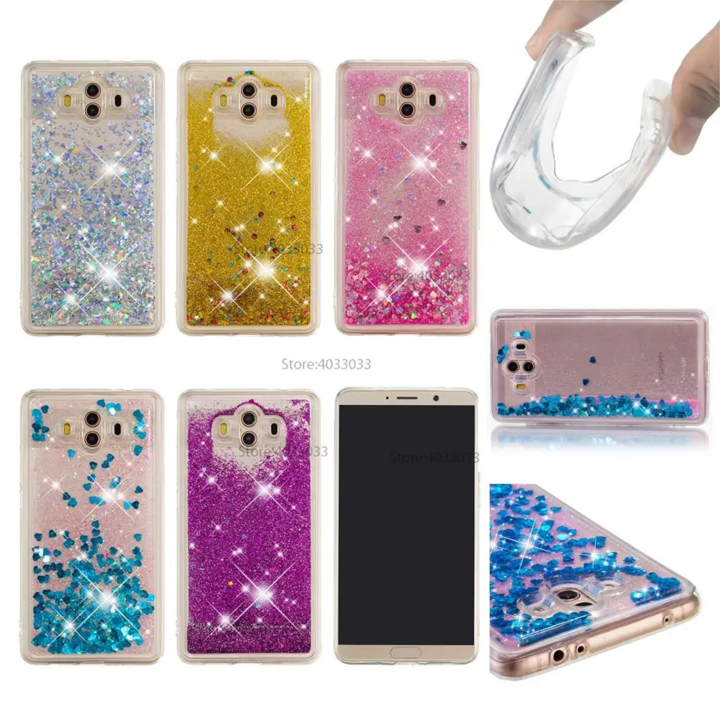 TPU чехол для huawei Коврики 10 ALP L09 L29 динамический поток жидкости флэш-Crystal Clear задняя