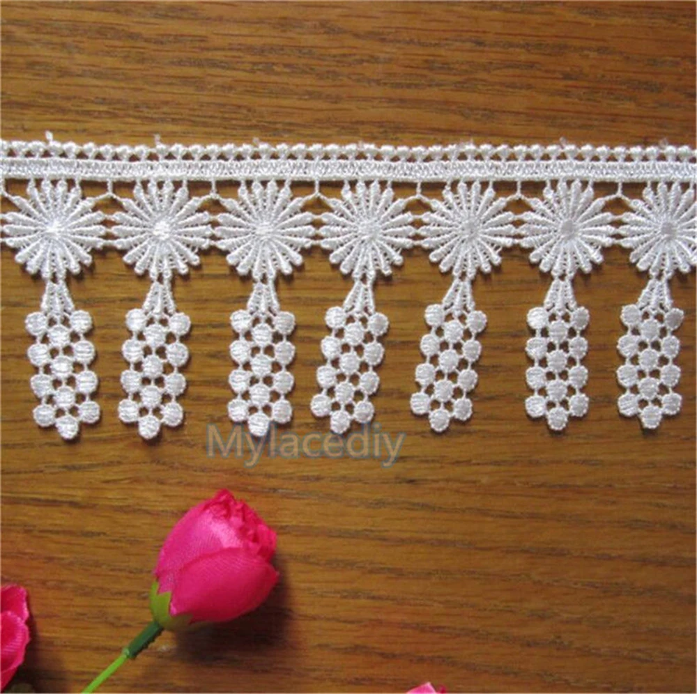 2 метра 7 см белый полиэстер бахрома кружевной край отделка Лента ткань с вышивкой