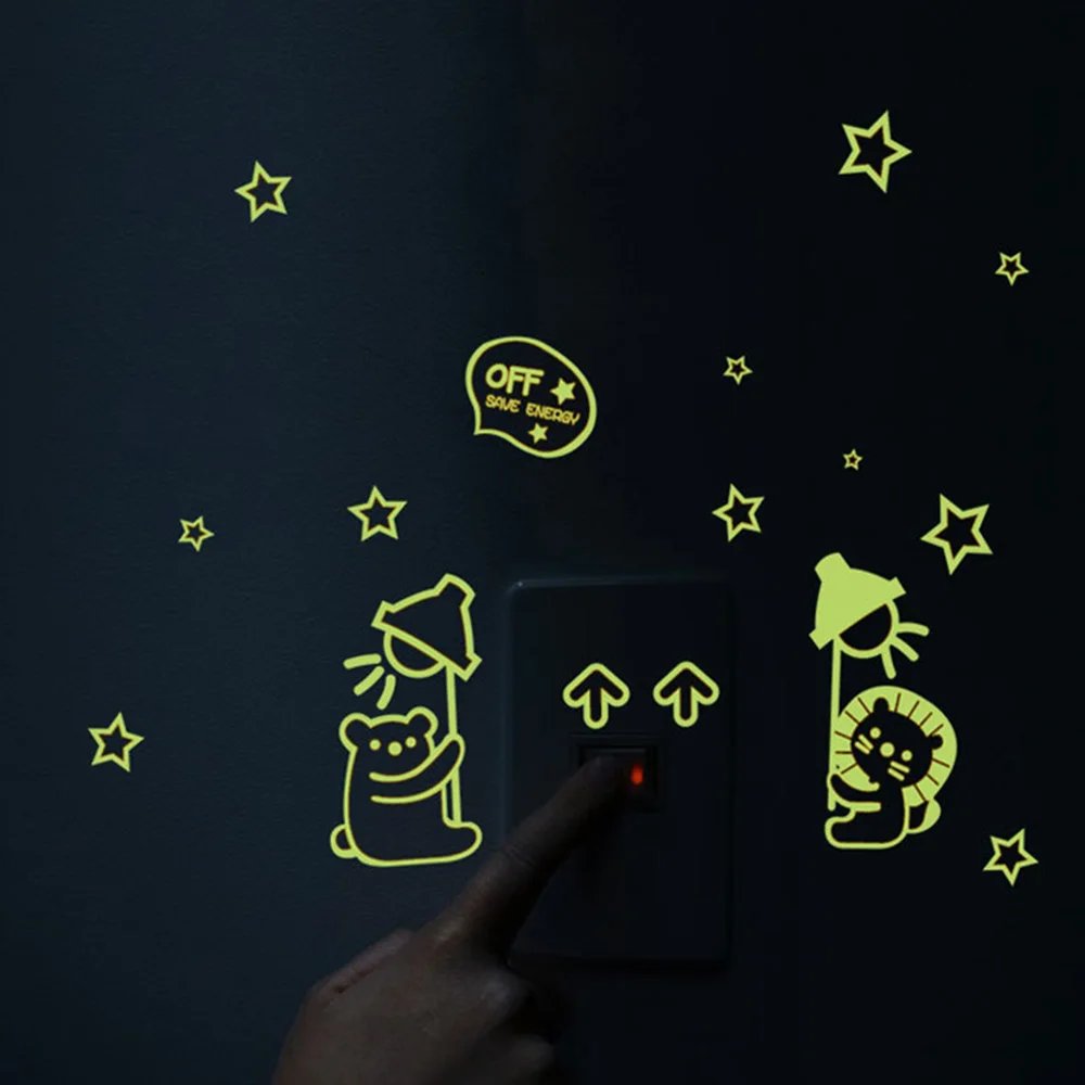 Симпатичные Светящиеся ПВХ креативные наклейки с переключателем гостиная