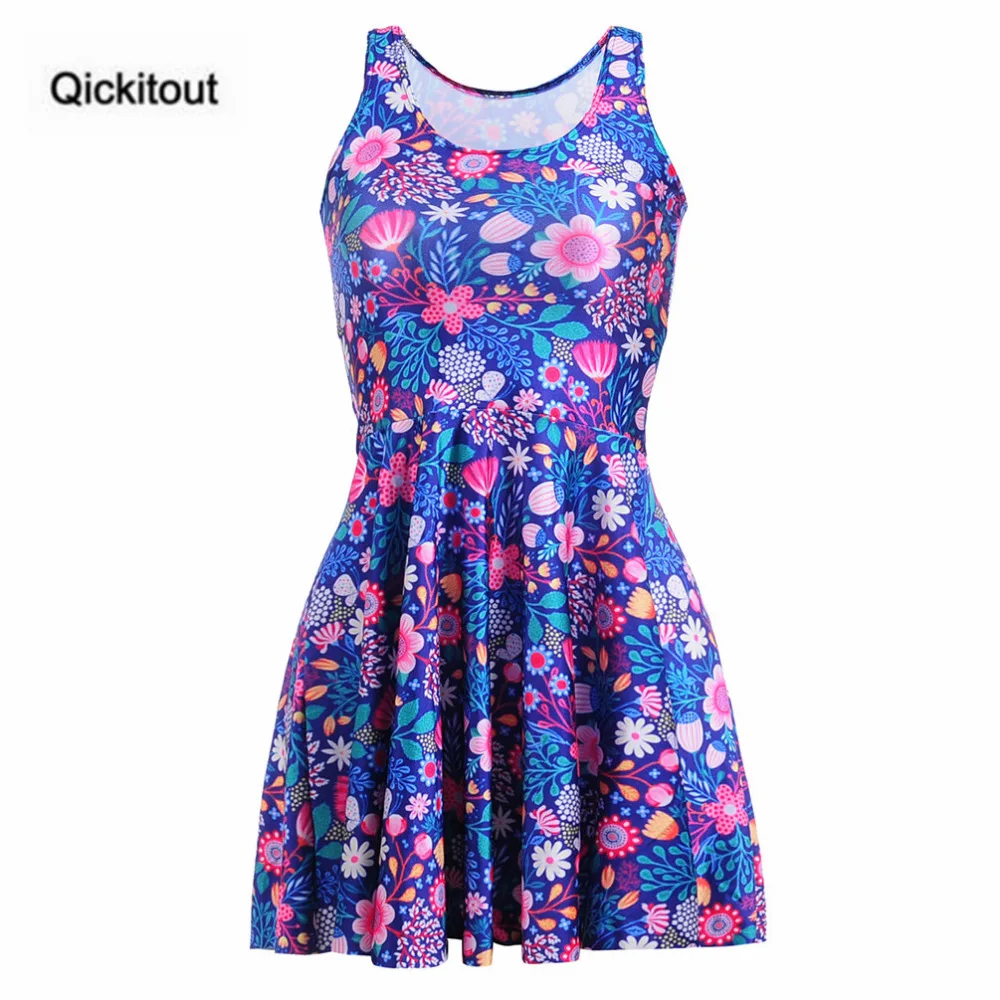 Женское платье Qickitout пляжное без рукавов с цифровым принтом и яркими цветами|vestidos