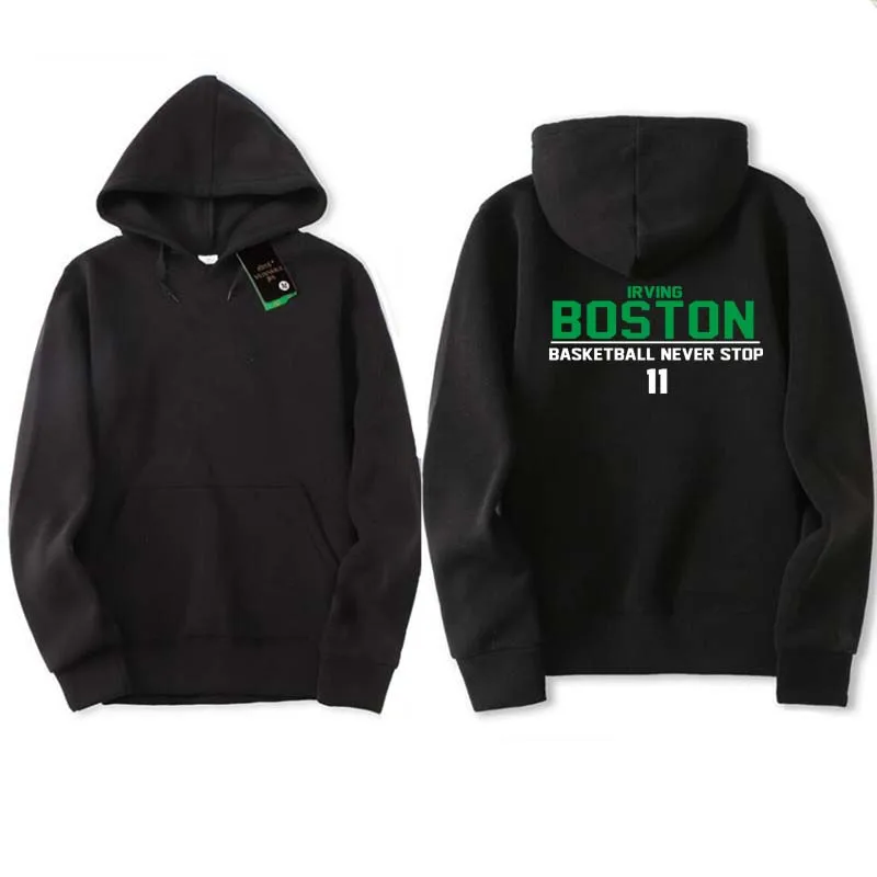 Новинка 2018 недорогая черная школьная толстовка с капюшоном Kyrie Irving Boston Св.
