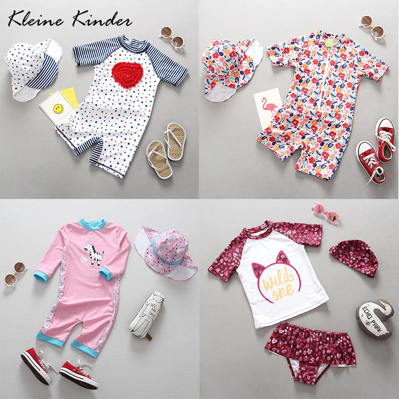 Купальник для девочек цельное детское бикини с длинным рукавом УФ купальный