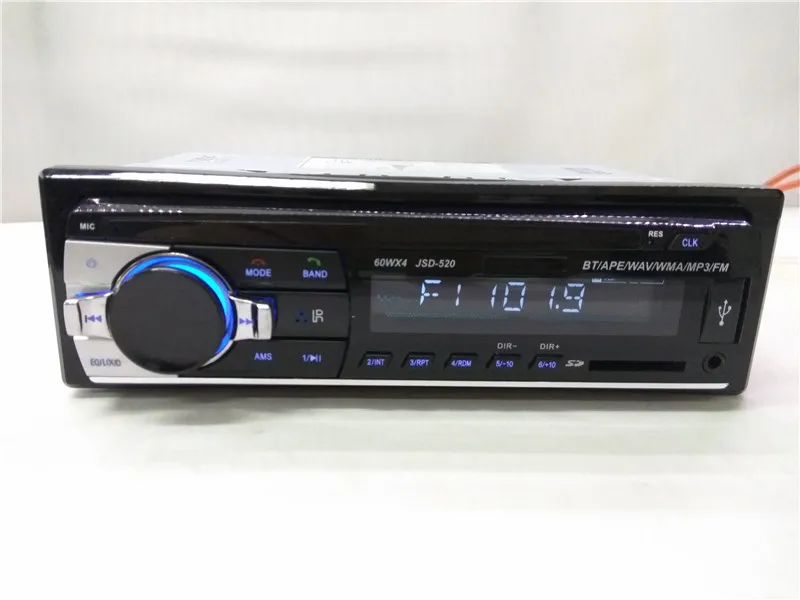 Один din автомобильный FM большой мощности MP3 стерео радио приемник Aux с Bluetooth USB SD 520BT