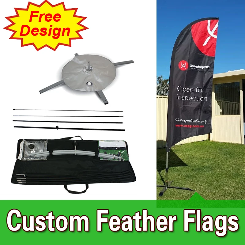 

Free Design Free Shipping Double Sided with Cross Base Cheap Custom Printed Feather Flags Flutter Flags Banners Swooper Flags