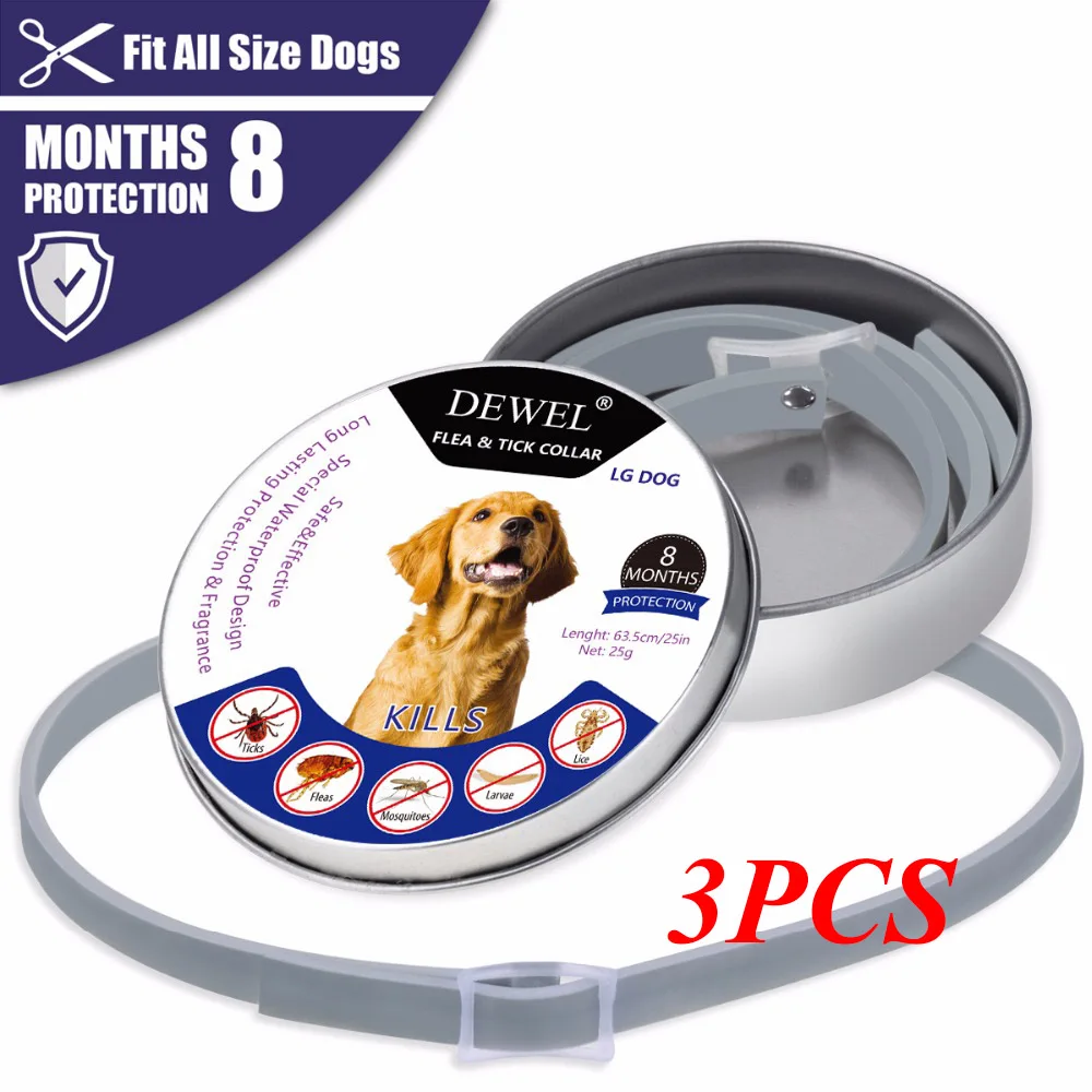 3PCS DOG COLLAR Dewel ошейник для собак, блох, ошейник для кошек, собак, комаров, открытый защитный Регулируемый отпугиватель, аксессуары для собак - Цвет: 3PCS DOG COLLAR