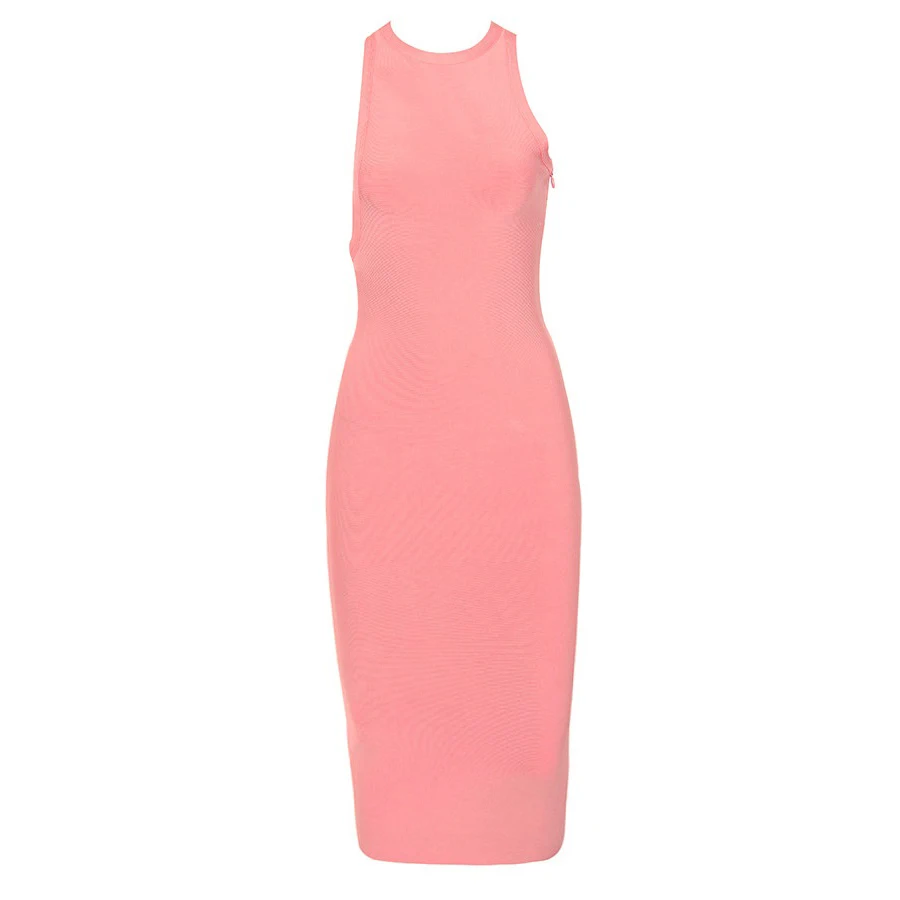 Женское облегающее платье BEAUKEY розовое или оранжевое без рукавов с открытой