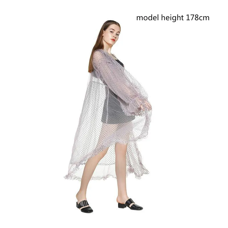 Женское длинное Сетчатое платье GetSpring свободное пляжное многослойное в горошек с