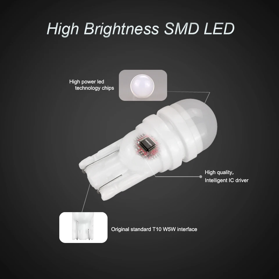 ANMINGPU 2x сигнальная лампа T10 Led W5W 3030 168 194 T10 светодиодный керамические лампочки автоматической производственной линии лампа интерьерный клиновидный просвет светильник белого цвета