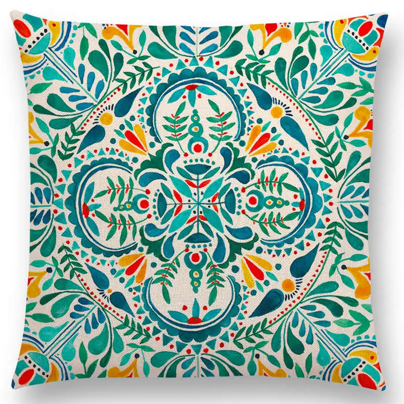 Boho Красочные цветы Радуга яркий цветочный узор мандалы энтузиазм подушка для