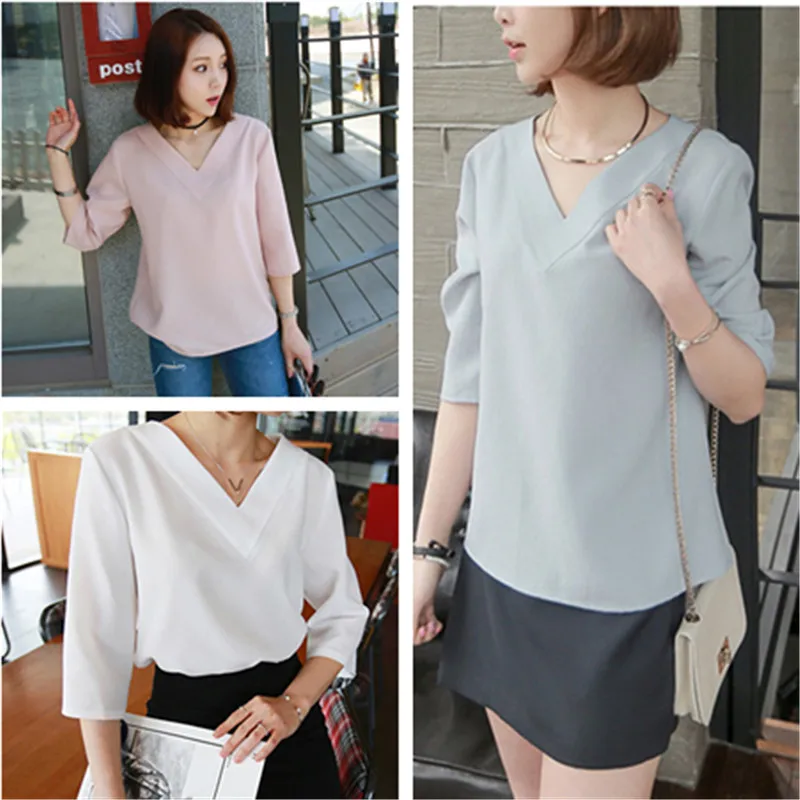 Женская шифоновая блузка с коротким рукавом элегантная свободная серая или