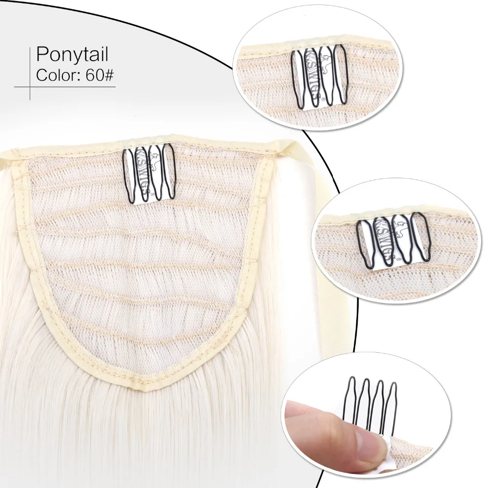 

Neitsi Straight Long Clip In Hair Tail False Hair Ponytail Hairpiece With Hairpins Synthetic Hair 60#