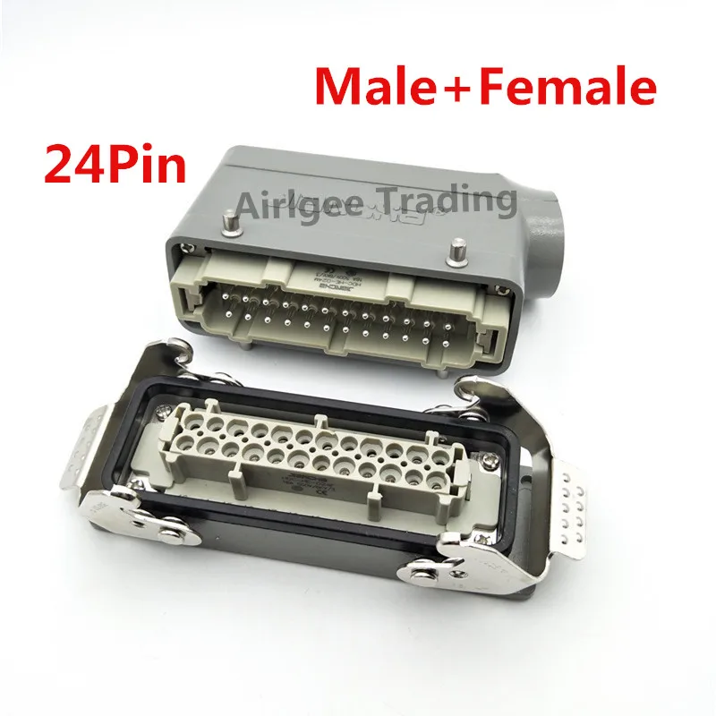 24 Pin Industrial прямоугольник разъема для тяжелых условий PG21 боковой отвод капюшон обогреваемого литника авиационным соединителем 16A 500 V